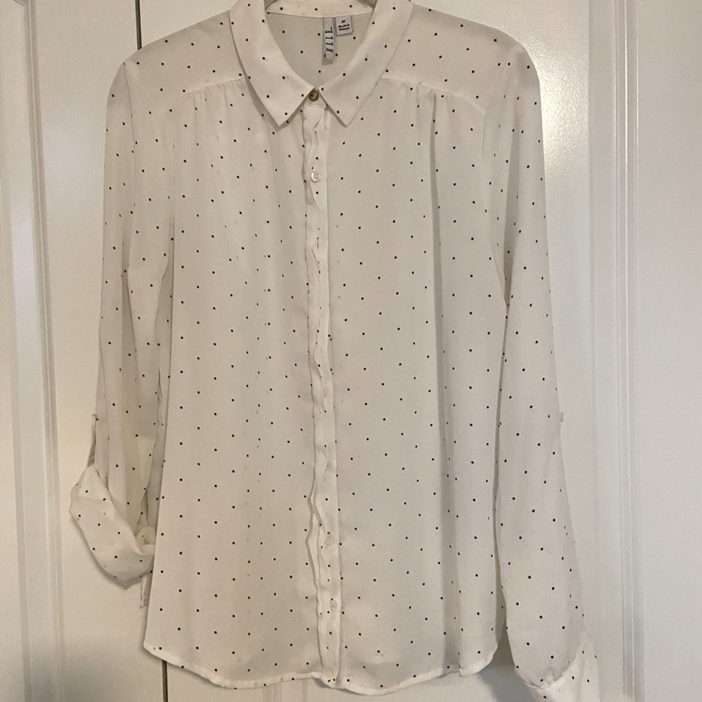 Black and White Ditsy Dot Chiffon Top